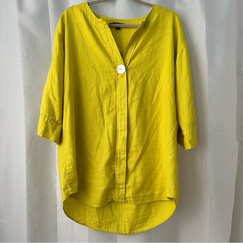 Marc New York L Bright Yellow Button-Front Tunic Lagenlook
